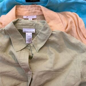 Women’s lot of 4 Linen Long Sleeve Button Down Shirt Size Large/14 summer top